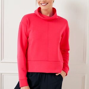 Talbots AIRKNIT STRETCH FUNNEL NECK PULLOVER-CORAL FETE Travel Casual Women XLp